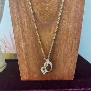 Swarovski Tied Open Heart Necklace gold & pavé crystals